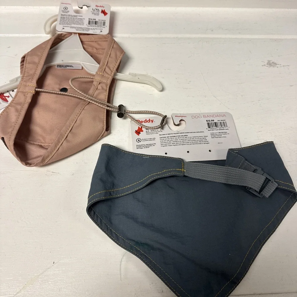 Reddy‎ dog Pink hat weather shell + Gray Bandana Sz: L/XL water-resistant
